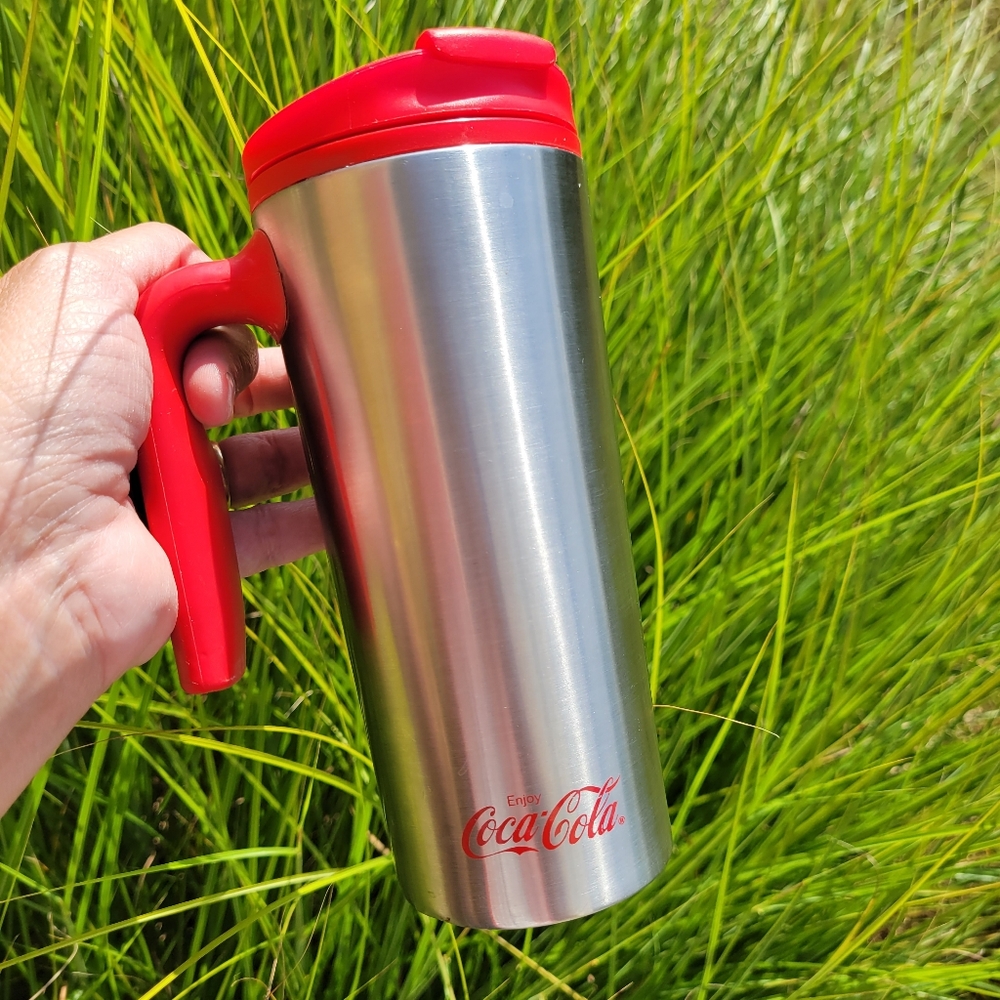 Vintage Aladdin Coca-Cola Stainless 16 oz Travel Mug ~ Retro '80s-'90s - Y2K(?)